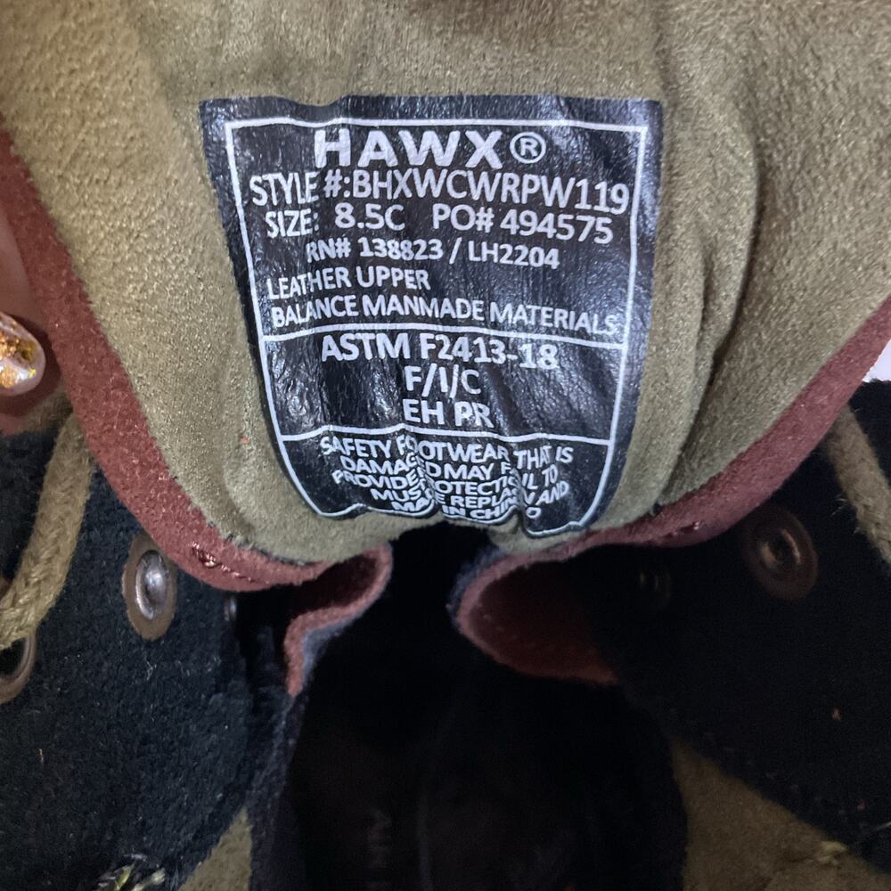 HAWX Men’s 8C Work Boots Waterproof Composite Toe Brown Leather NWOT - Picture 6 of 7